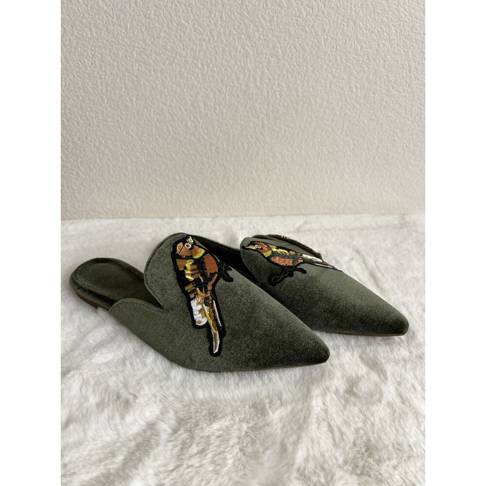 Women’s Slides Mules Green Multi Color Bird animal Size US 7 EU 39 - Picture 2 of 6